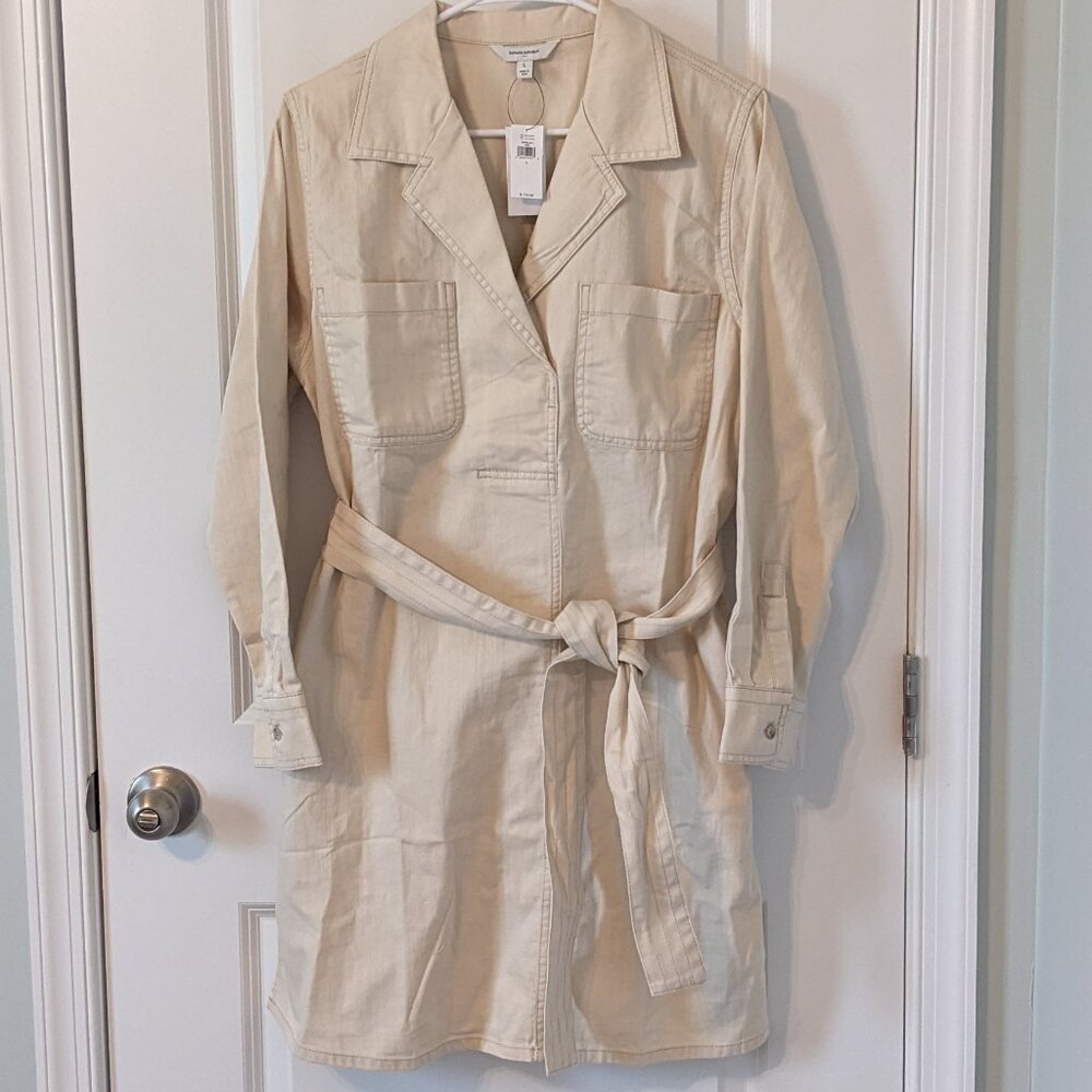 Banana Republic Cream Denim Mini Shirt Dress - Size Large